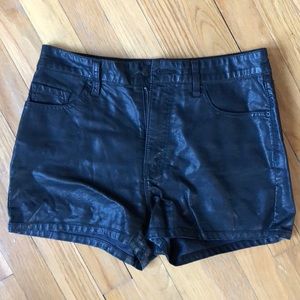 Black leather shorts